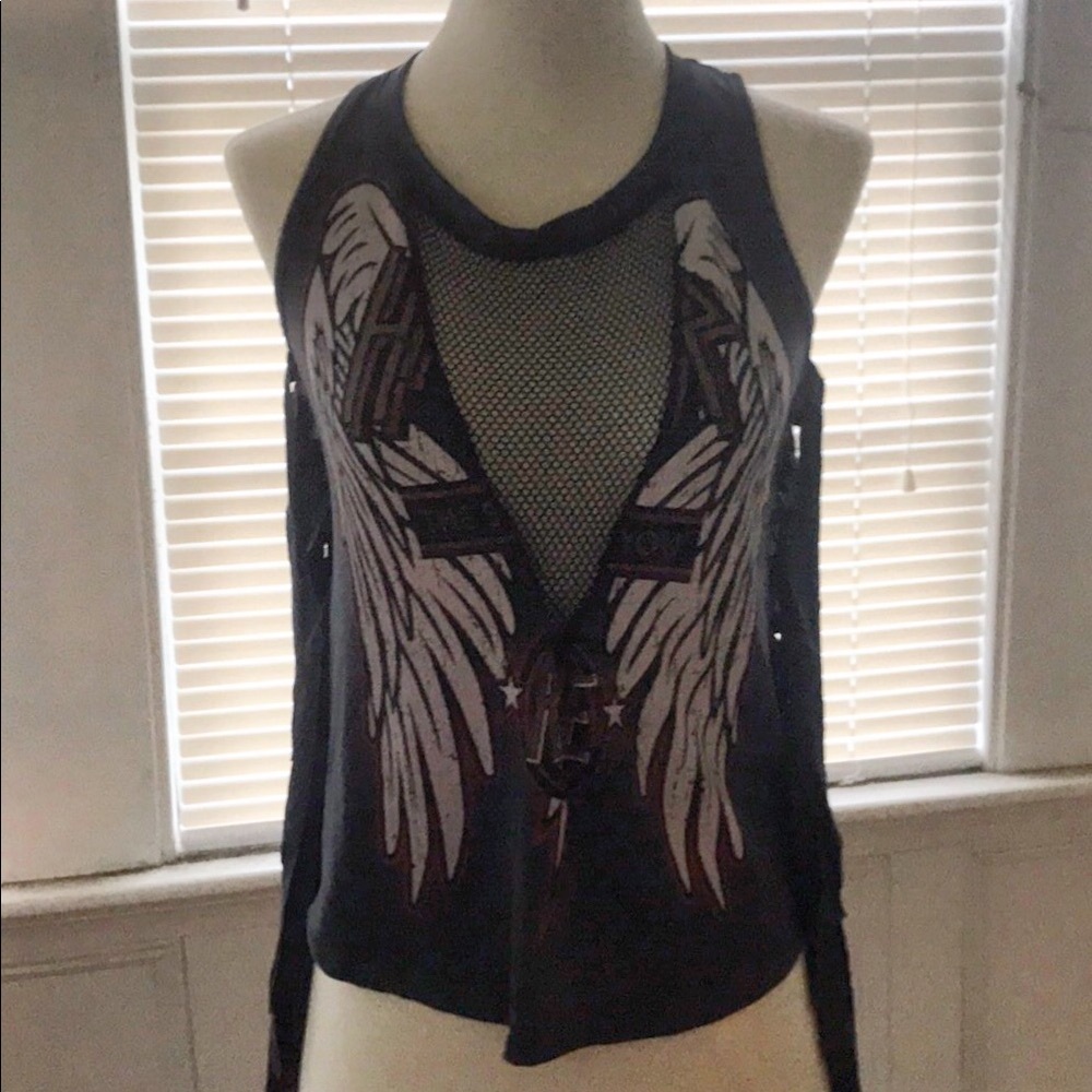 Wings and fringe tank top